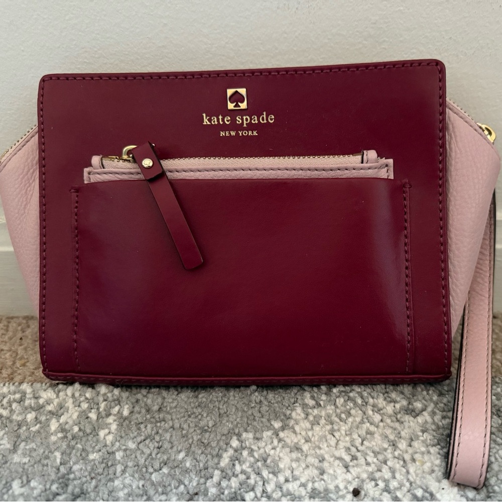 Kate Spade Maroon and Blush Clutch/Wristlet
